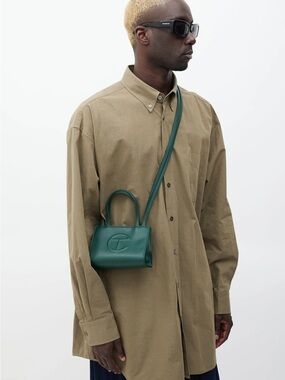 Telfar Forest Green Small Leather Shopping Bag